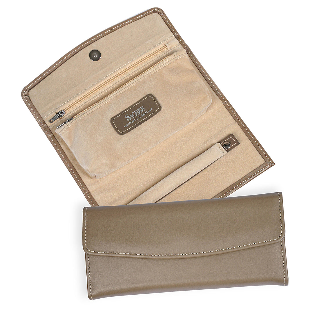 Jewellery roll nature / taupe (leather)