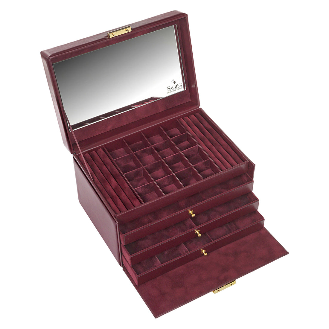 Jewellery box Lena acuro / bordeaux (leather)