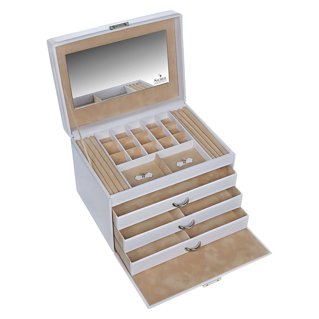 Victoria vario jewellery case / white (leather)