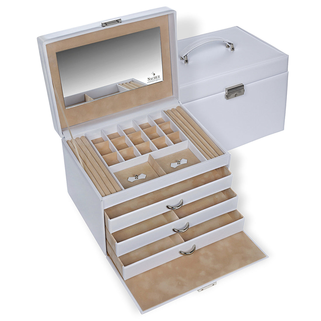 Victoria vario jewellery case / white (leather)
