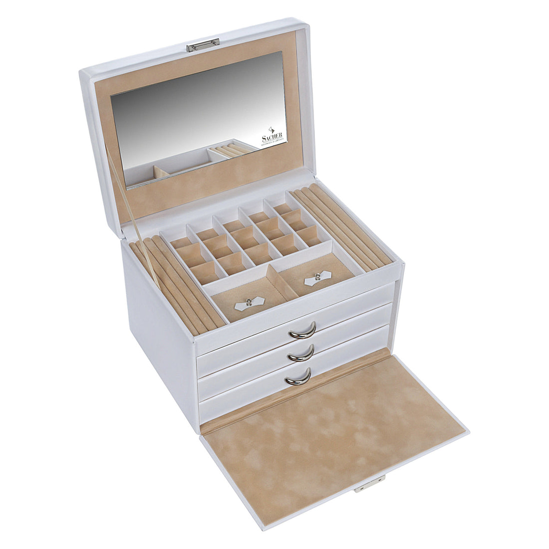 Jewellery case for rings Victoria vario / white (leather)