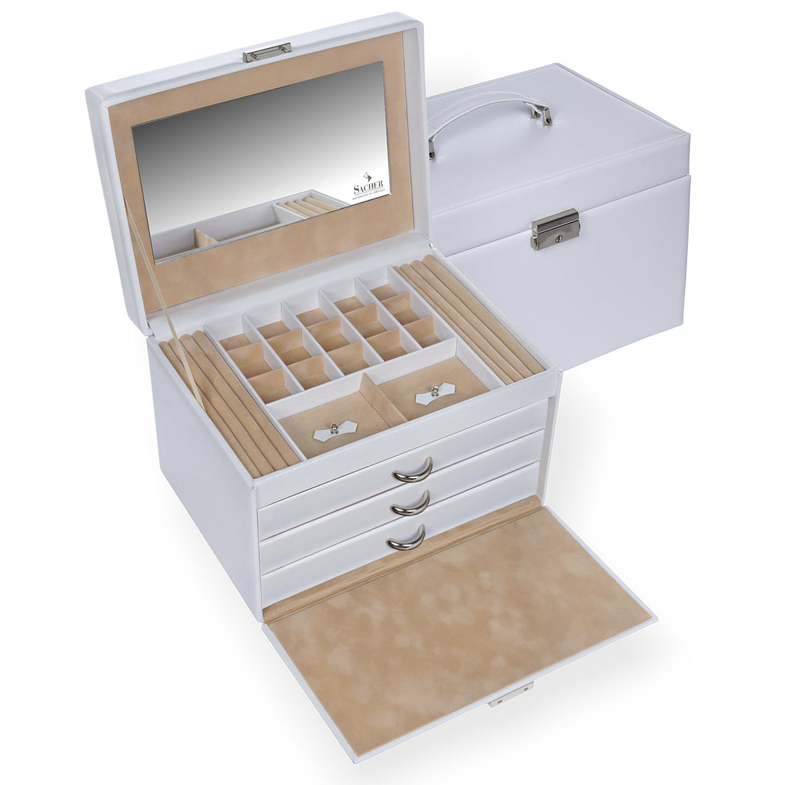 Jewellery case for rings Victoria vario / white (leather)