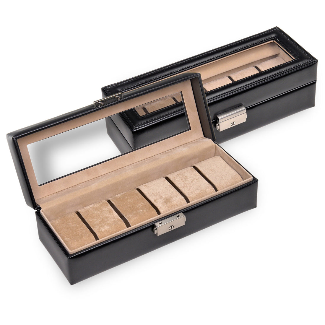 Watch case for 6 watches new classic / black (leather)