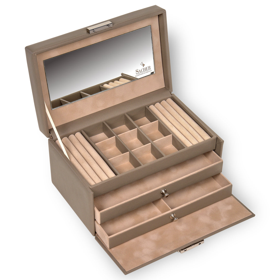 Jewellery box Elly nature / taupe (leather)