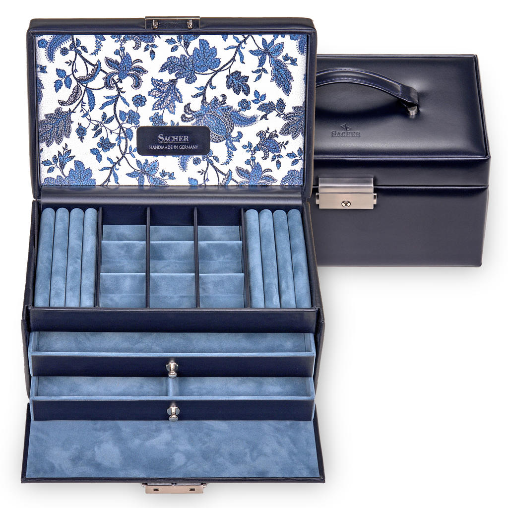 Smykkeskrin Elly florage / navy (læder)