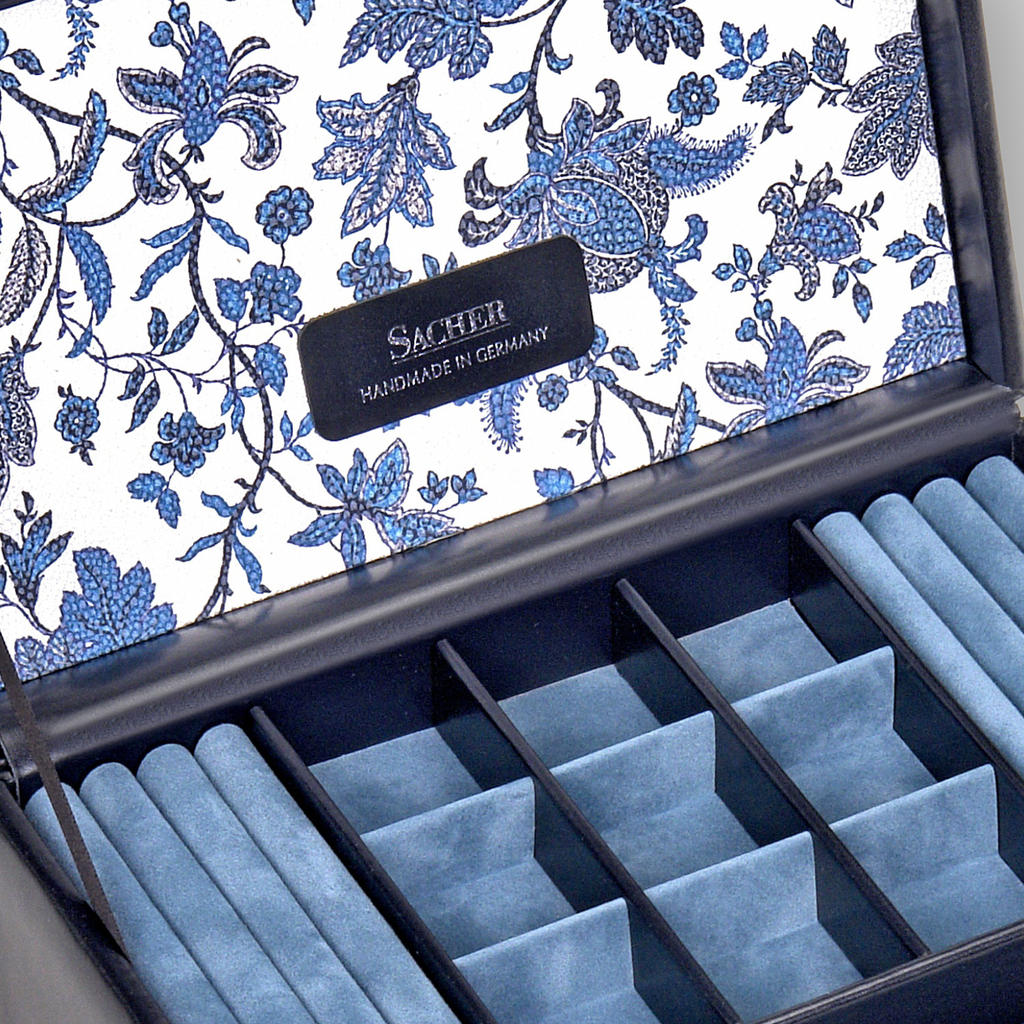 Smykkeskrin Elly florage / navy (læder)
