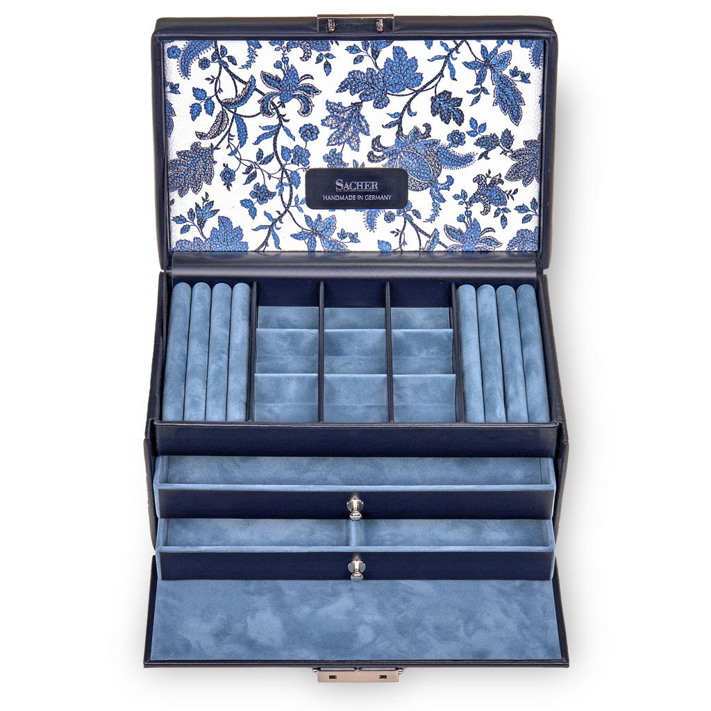 Smykkeskrin Elly florage / navy (læder)