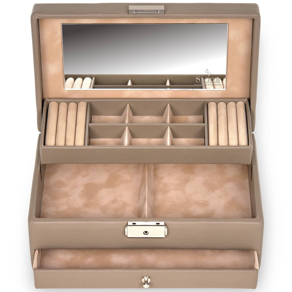 Smykkeskrin Helen nature / taupe (læder)