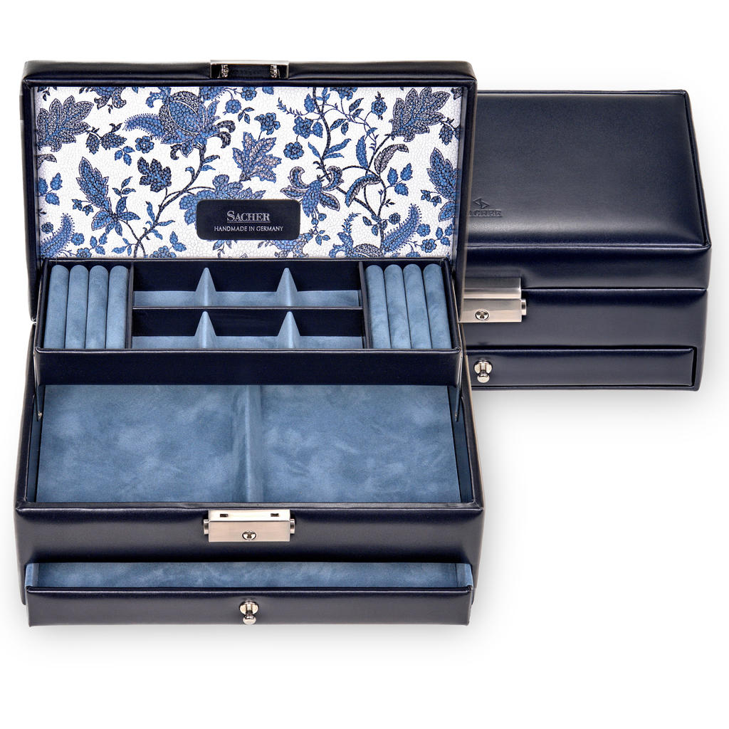 Jewellery box Helen florage / navy (leather)