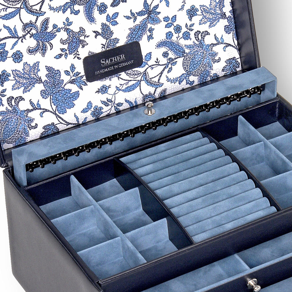 Smykkeskrin Jasmin florage / navy (læder)