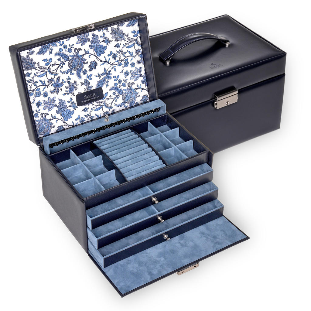 Smykkeskrin Jasmin florage / navy (læder)