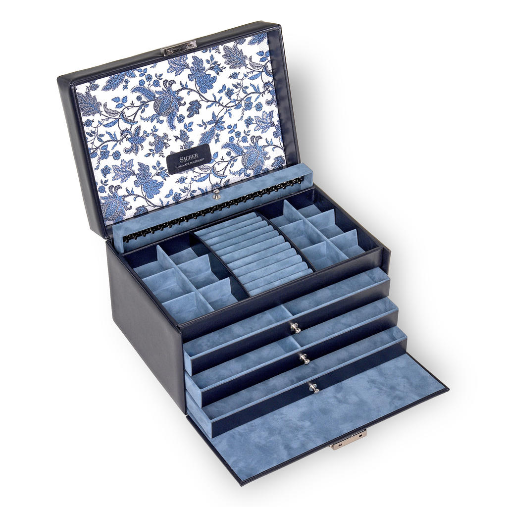Smykkeskrin Jasmin florage / navy (læder)
