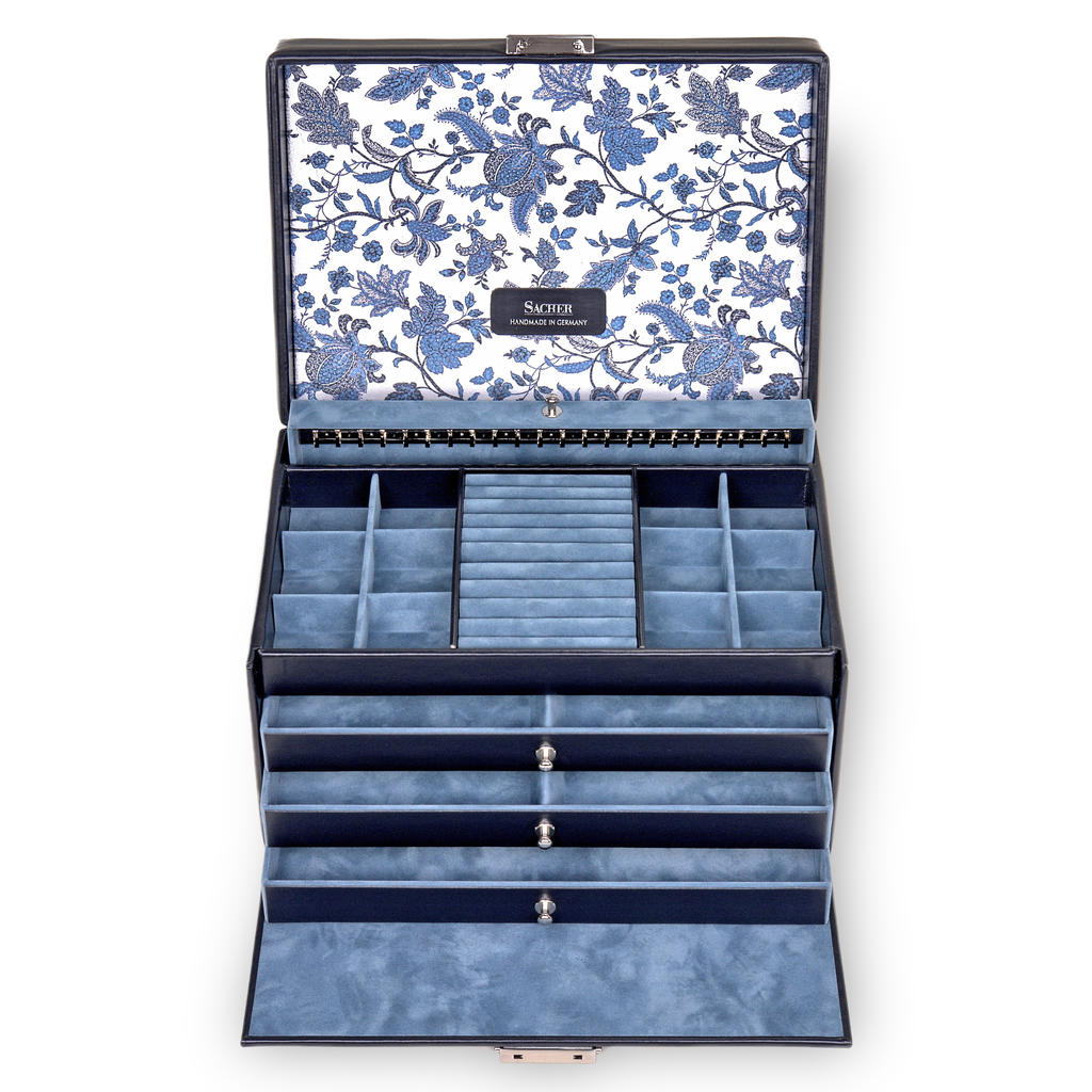 Smykkeskrin Jasmin florage / navy (læder)