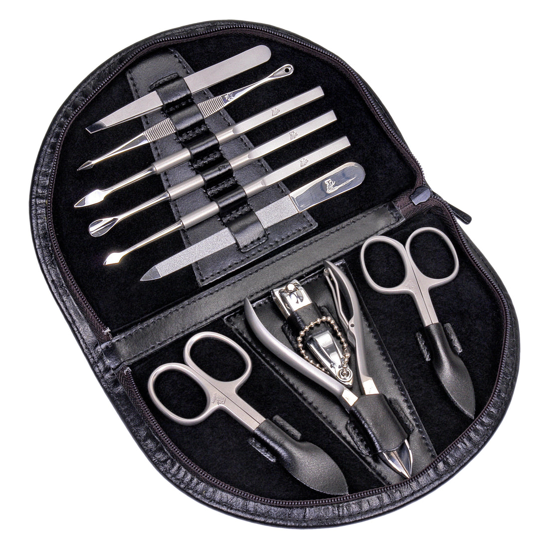10-piece manicure case Manikürenset / black (leather)